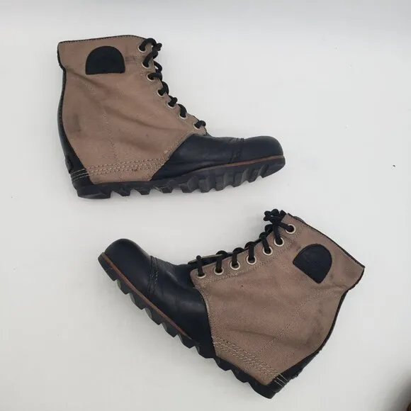 Sorel PDX Lexie Leather Wedge Boots Womens Size 10