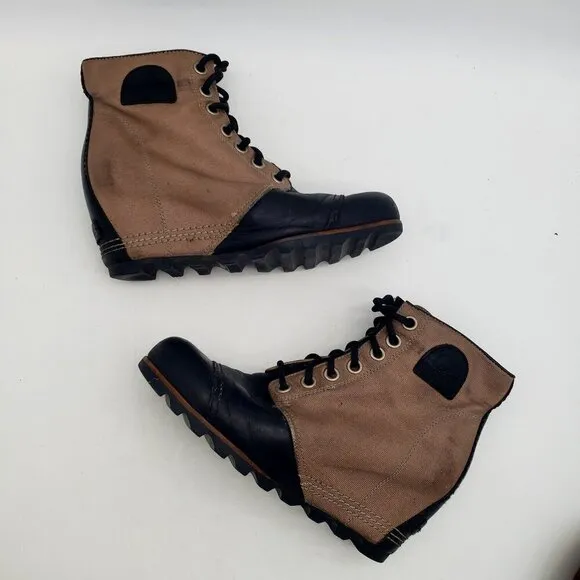 Sorel PDX Lexie Leather Wedge Boots Womens Size 10