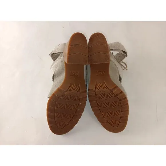 Sorel Sandals Womens 7.5  Lace Up Block Heels  Beige Open Toe Leather / Suede