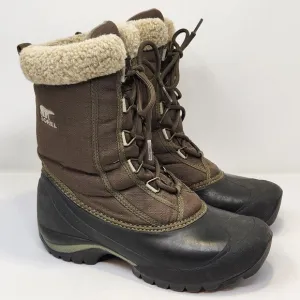 Sorel Womens Cumberland Olive Green Winter Snow Boots Size 7 Lace Up Thinsulate
