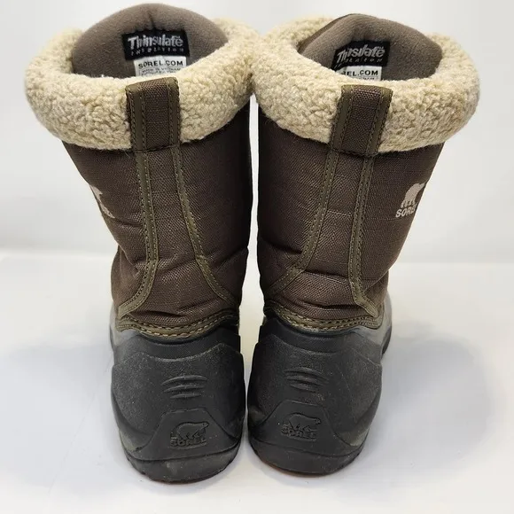 Sorel Womens Cumberland Olive Green Winter Snow Boots Size 7 Lace Up Thinsulate