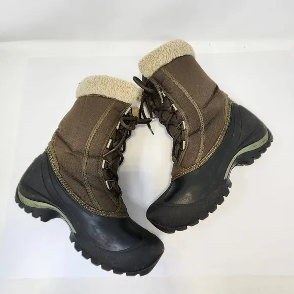 Sorel Womens Cumberland Olive Green Winter Snow Boots Size 7 Lace Up Thinsulate