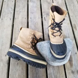 Sorel Caribou Leather Iconic Winter Snow Duck Boots Waterproof Wool Blend Liners
