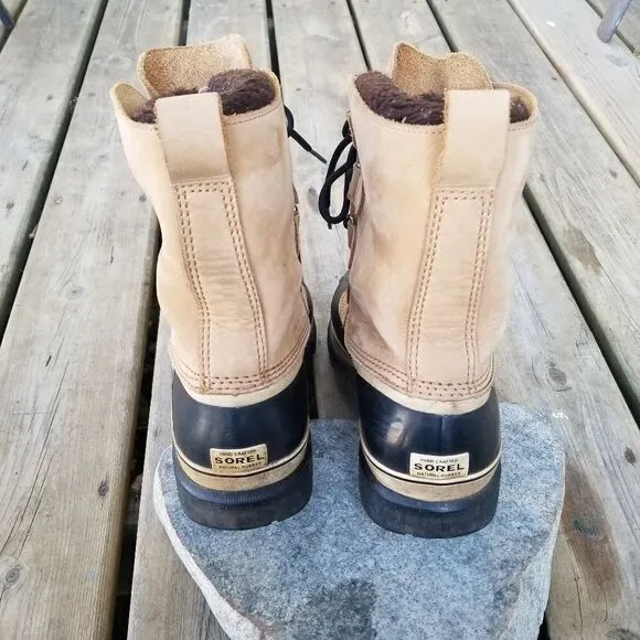 Sorel Caribou Leather Iconic Winter Snow Duck Boots Waterproof Wool Blend Liners