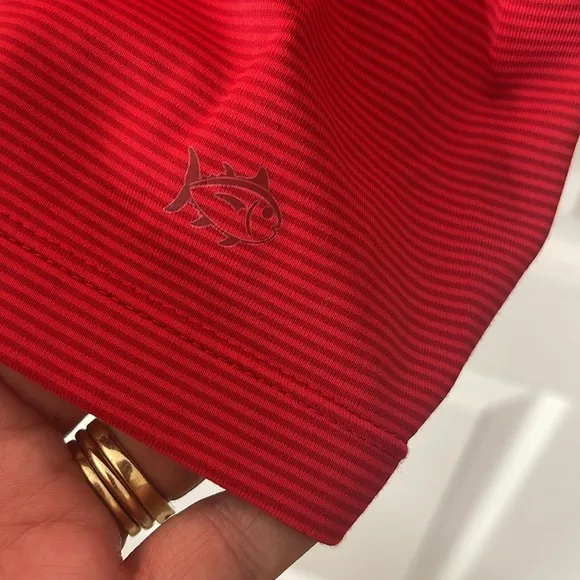 Southern Tide Gameday Micro Stripe Performance Dress Varsity Red Small
