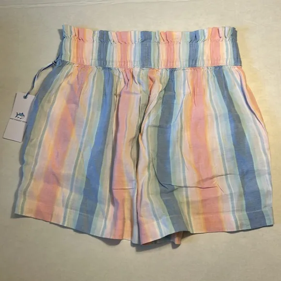 Southern Tide Medium Shorts Emmie Stripe Boat Blue Elastic Waist Pockets NWT