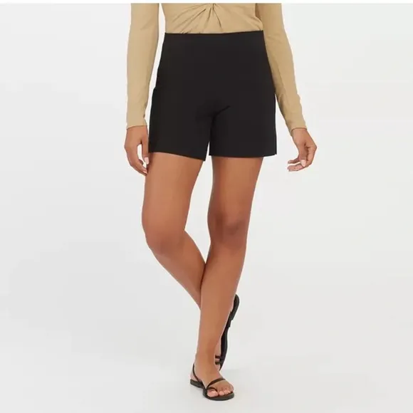 SPANX On The Go Polished 6” Classic Black High Rise Stretch Shorts Size X-Small