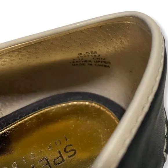Sperry blue and white wedge peek toe shoes