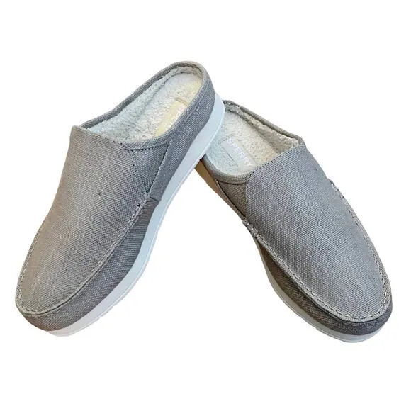 SPERRY Taupe Moc-Sider Mule Hemp Clogs Faux Fur Lining Men Slip On Comfort 8 NWT