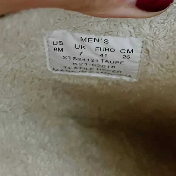 SPERRY Taupe Moc-Sider Mule Hemp Clogs Faux Fur Lining Men Slip On Comfort 8 NWT