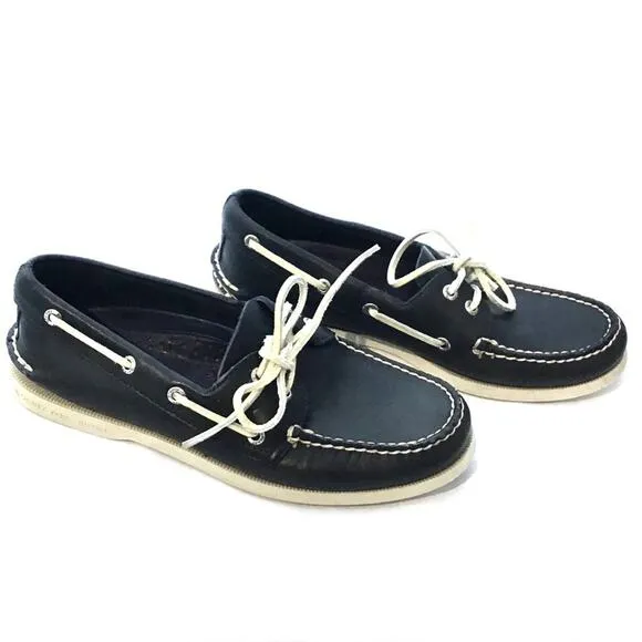 Sperry Top Sider Boat Shoes Loafers Black Original Men's sz 7.5 Preppy Classic