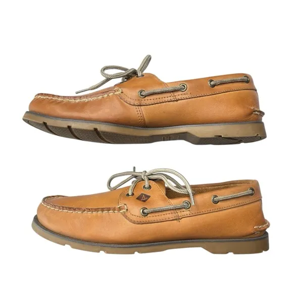 Sperry Top-Sider Mens Leeward 2 Eye Boat Shoe Size 10 Classic Leather Sahara Tan
