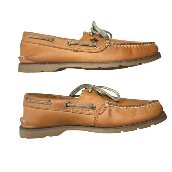 Sperry Top-Sider Mens Leeward 2 Eye Boat Shoe Size 10 Classic Leather Sahara Tan