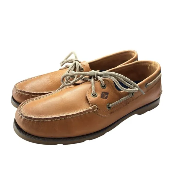 Sperry Top-Sider Mens Leeward 2 Eye Boat Shoe Size 10 Classic Leather Sahara Tan