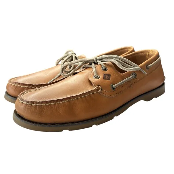 Sperry Top-Sider Mens Leeward 2 Eye Boat Shoe Size 10 Classic Leather Sahara Tan
