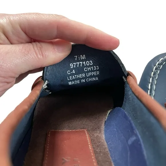 Sperry Topsider Navy Original Leather Boat Shoes Size 7.5