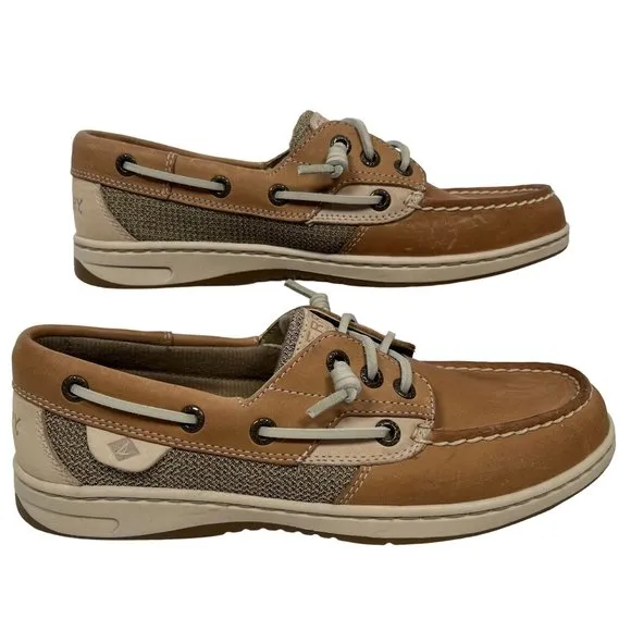 Sperry Women's Bluefish 2 Eye Size 6‎ brown tan boat shoe slip-on nubuck leather