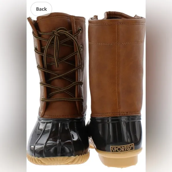 SPORTO Duck Boots with Lace-Up Closure Attina Waterproof Mid-Calf Winter