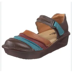 Spring Step BUMBLEBEE Brown Leather Multi Stripe Mary Jane Closed Toe Shoes