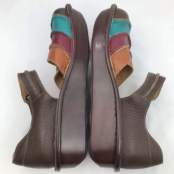 Spring Step BUMBLEBEE Brown Leather Multi Stripe Mary Jane Closed Toe Shoes