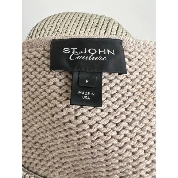 St John Couture Women's Gold Boat Neck Knit Sweater Petite Small
