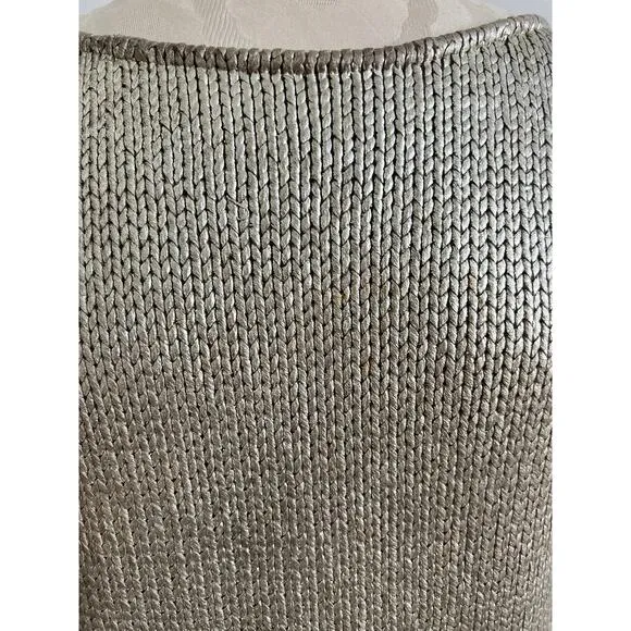St John Couture Women's Gold Boat Neck Knit Sweater Petite Small