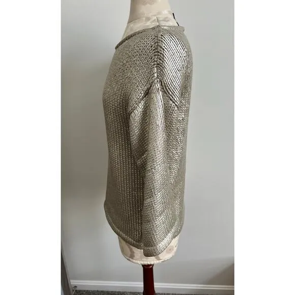 St John Couture Women's Gold Boat Neck Knit Sweater Petite Small