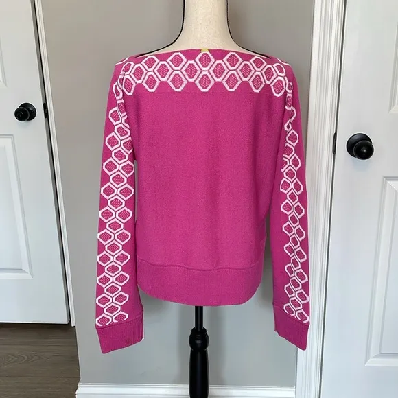 St. John Pink Boat Neck Knit Top