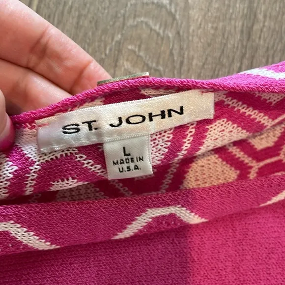 St. John Pink Boat Neck Knit Top
