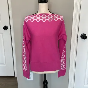 St. John Pink Boat Neck Knit Top