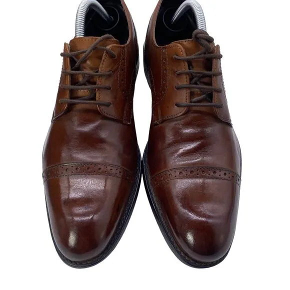 Stacy Adams Mens 8M Old Money Classic Oxford Cognac Brown Refined Dress Shoes