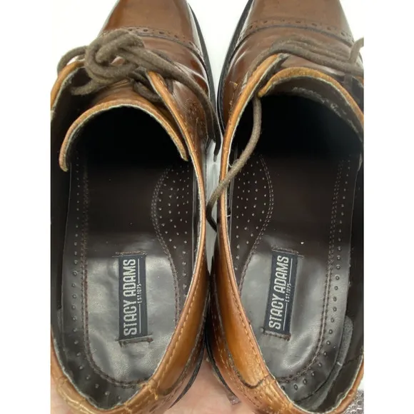 Stacy Adams Mens 8M Old Money Classic Oxford Cognac Brown Refined Dress Shoes