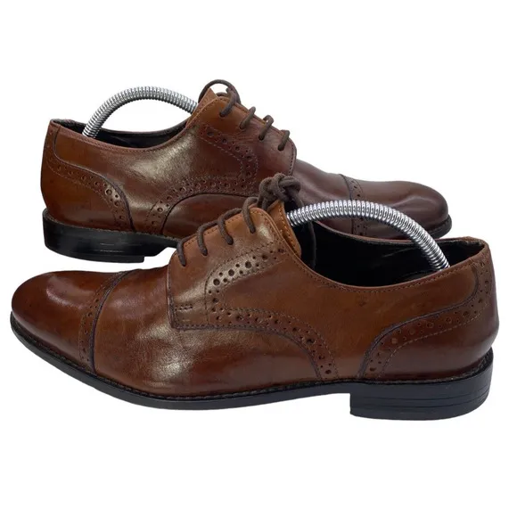 Stacy Adams Mens 8M Old Money Classic Oxford Cognac Brown Refined Dress Shoes
