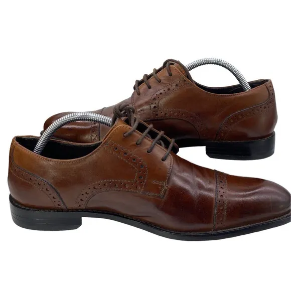 Stacy Adams Mens 8M Old Money Classic Oxford Cognac Brown Refined Dress Shoes