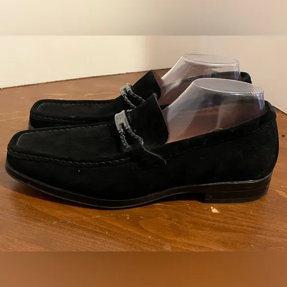 Stacy Adams Paragon Moc Toe Bit Slip On Black Suede Shoes Men’s Sz 9M