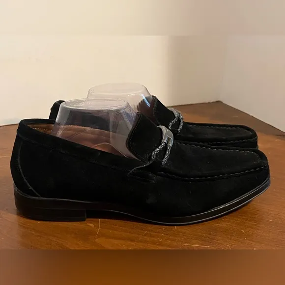 Stacy Adams Paragon Moc Toe Bit Slip On Black Suede Shoes Men’s Sz 9M