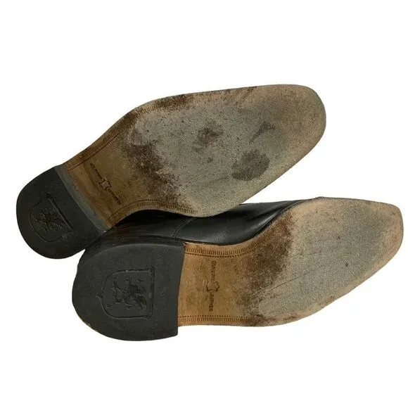 Stacy Adams Leather Double Monk Strap Shoes 9.5 Black Cap Toe Silver Buckles