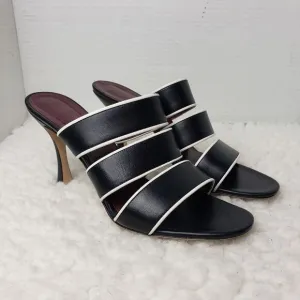 Staud Sonny Womens Open Toe Sandals Shoes Size 9 Black White Strappy Mule Shoes
