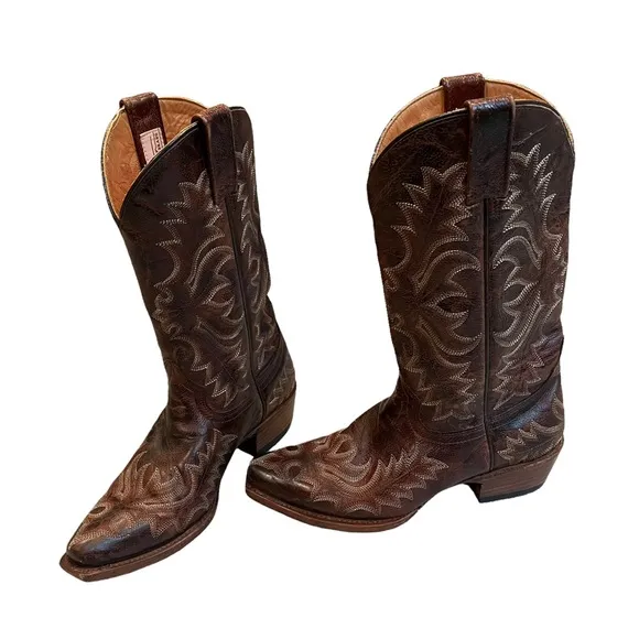 Stetson Embroidered Western Snip Toe All Leather Boots