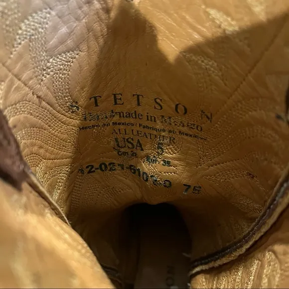 Stetson Embroidered Western Snip Toe All Leather Boots