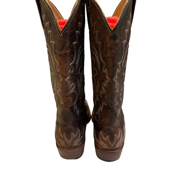 Stetson Embroidered Western Snip Toe All Leather Boots