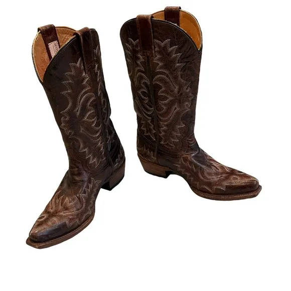 Stetson Embroidered Western Snip Toe All Leather Boots