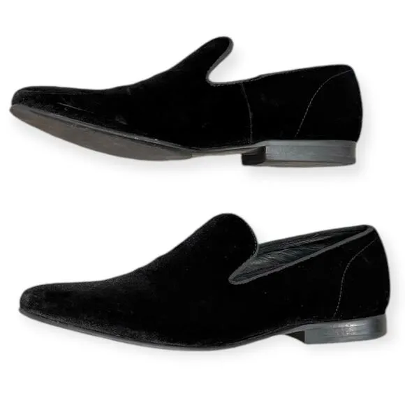 Steve Madden Black Velvet Laight Loafer Smoking Slipper Dress Shoes Men's 7