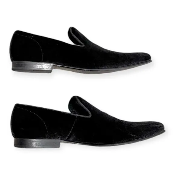 Steve Madden Black Velvet Laight Loafer Smoking Slipper Dress Shoes Men's 7