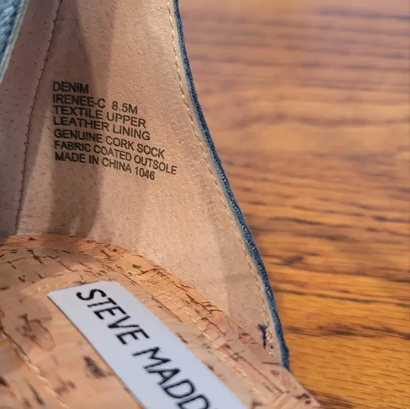 Steve Madden Blue Denim Block Cork Open Toe Shoes Heels Sandals