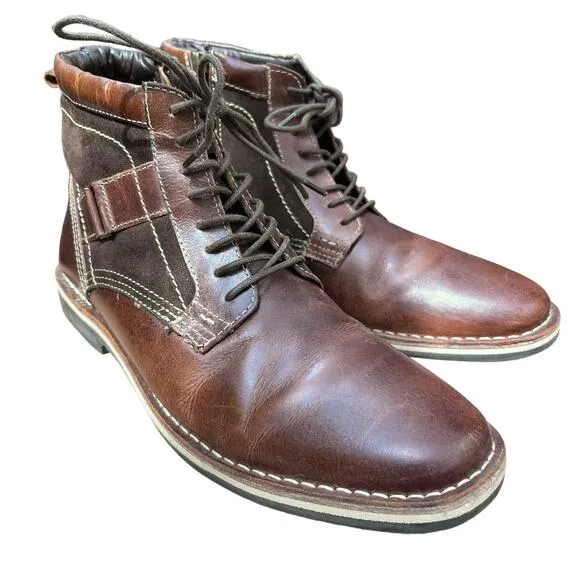 Steve Madden boots men's size 10 Hethrow leather chukka brown lace up western