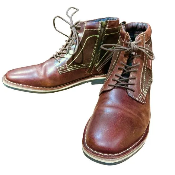 Steve Madden boots men's size 10 Hethrow leather chukka brown lace up western