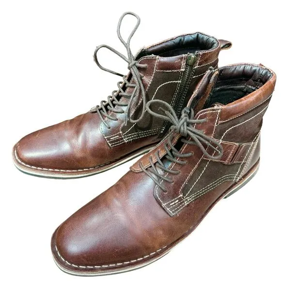 Steve Madden boots men's size 10 Hethrow leather chukka brown lace up western