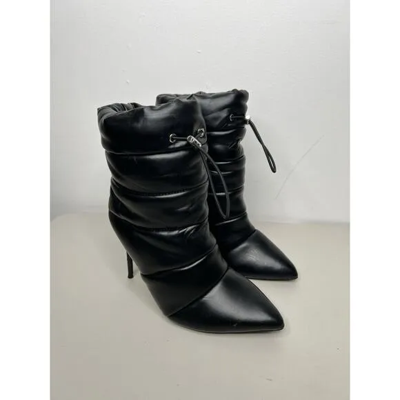 Steve Madden Cloak Black Puffer Heels Boots Women’s Size 9.5