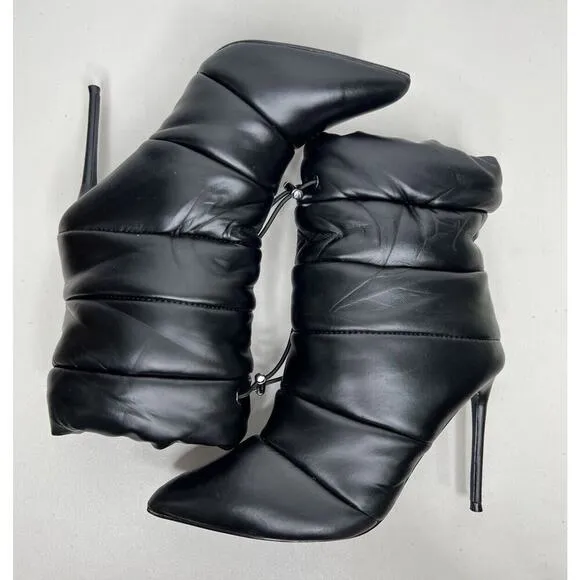 Steve Madden Cloak Black Puffer Heels Boots Women’s Size 9.5